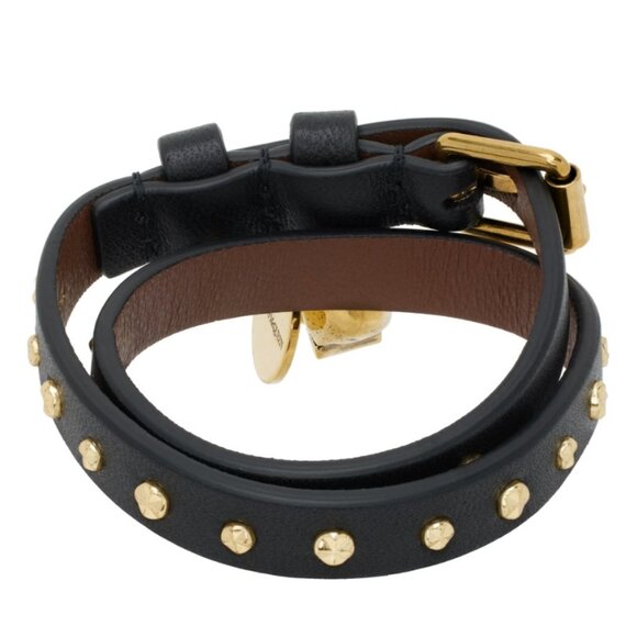 Alexander McQueen Hammered Studs Double-Wrap Bracelet - Picture 2 of 12